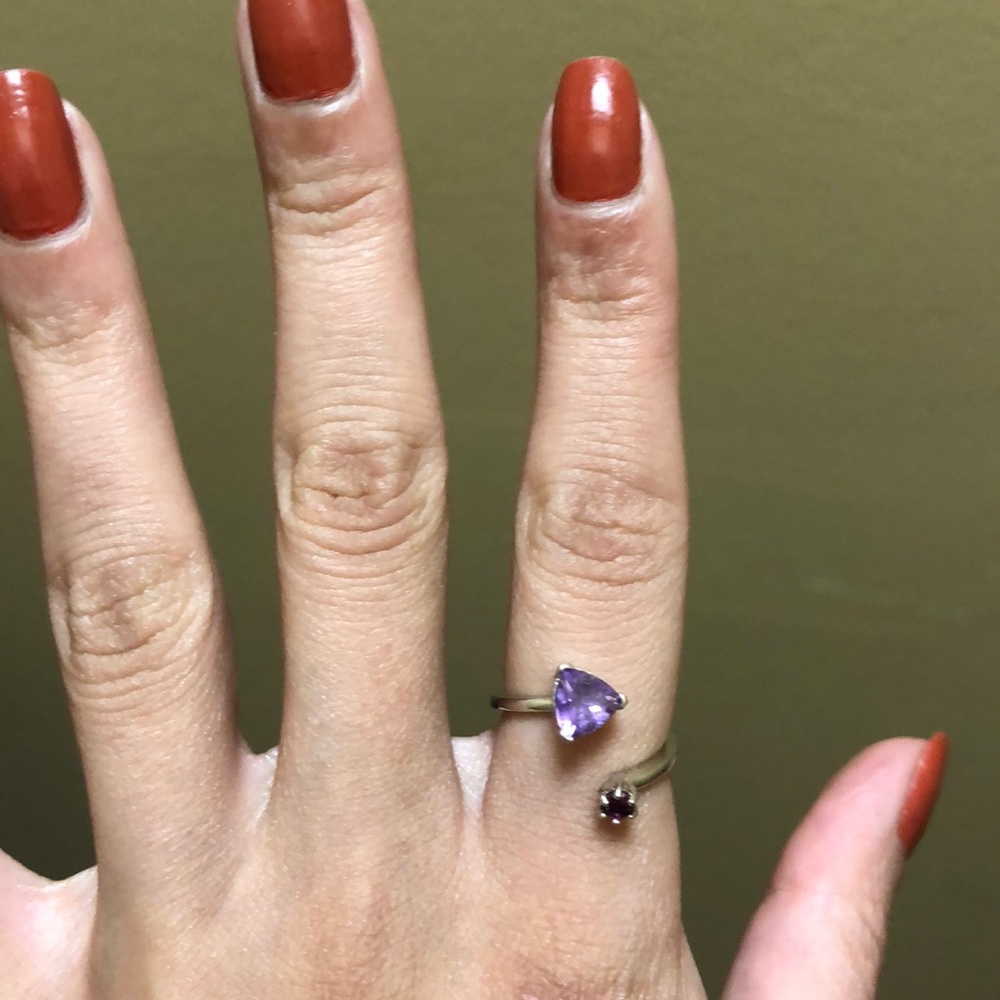 Amethyst and ruby ring in gold or silver